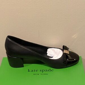 Kate Spade Black Women's Deco Bow Smooth Leather Ballet Pumps